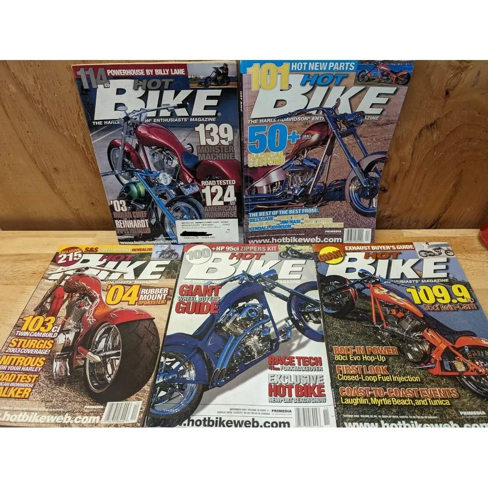 Lot Of 5 Vintage‎ Hot Bike The Harley-Davidson Enthusiast's Magazine 2003